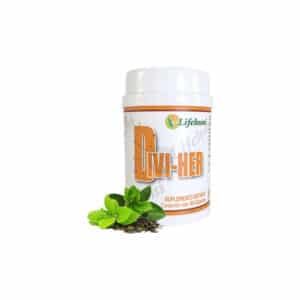 Frasco de Divi-Her Lifehuni suplemento dietario natural con té verde y berenjena para adelgazar
