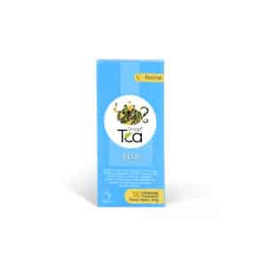 Caja de Smart Tea Blue Detox infusión nocturna con ingredientes naturales como pitahaya y ciruela para el estreñimiento.